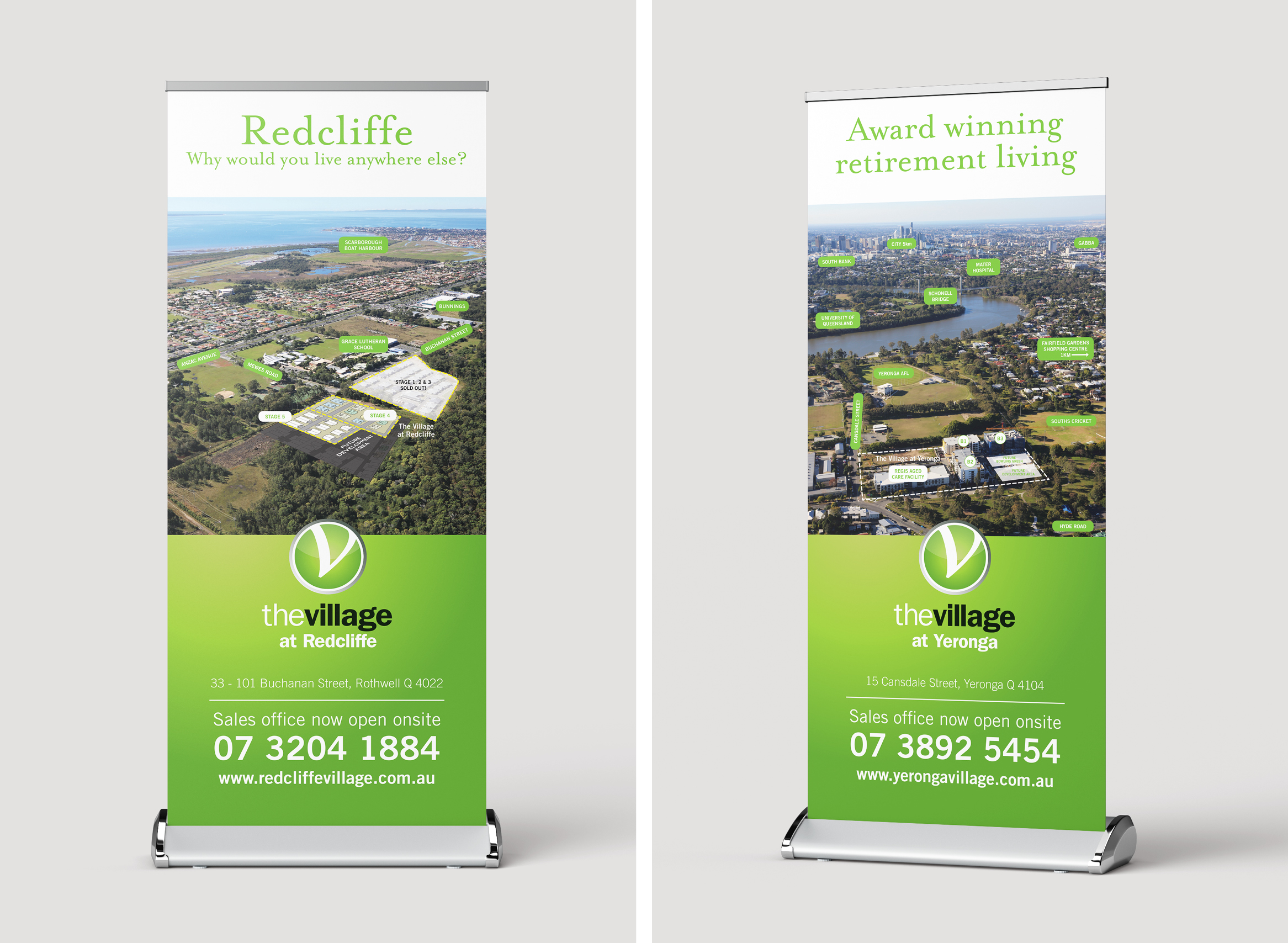 the village retirement group pull up banners